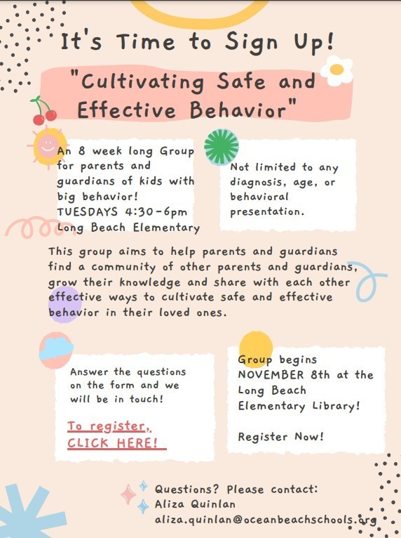 Long Beach: Parent support group flyer