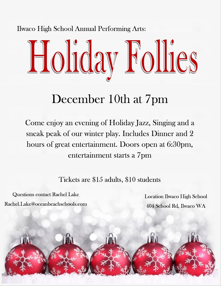 Holiday Follies Flyer for December 10th at 7PM