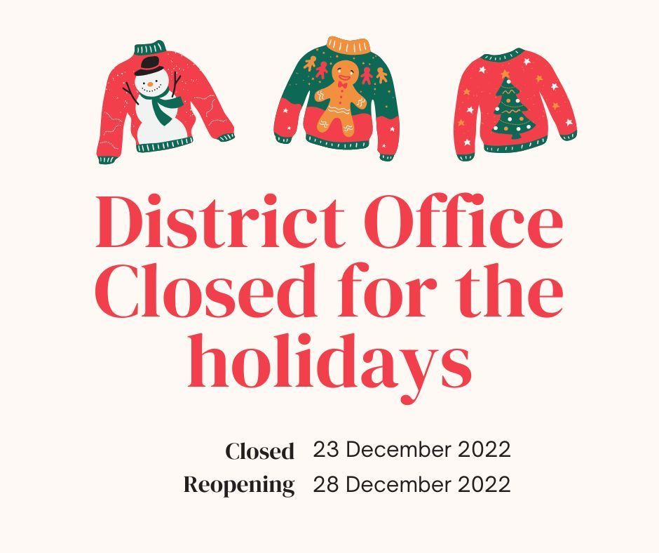 District Office Closed for the Holidays