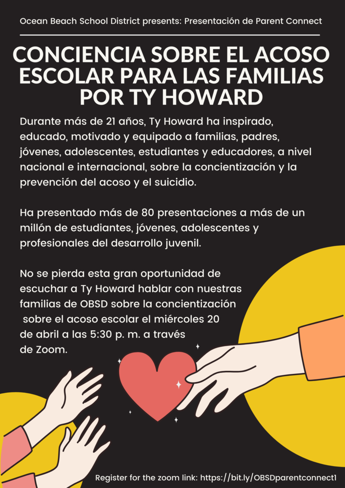 Spanish text of Bullying Awareness for Families Flyer