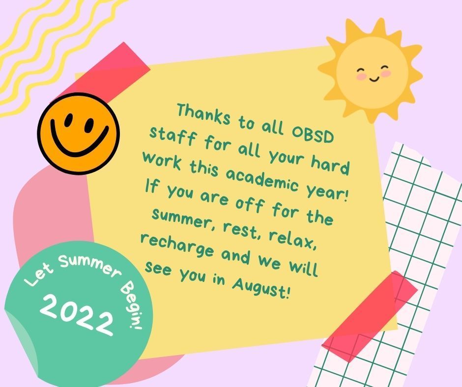 Thank you note for summer to OBSD staff! 