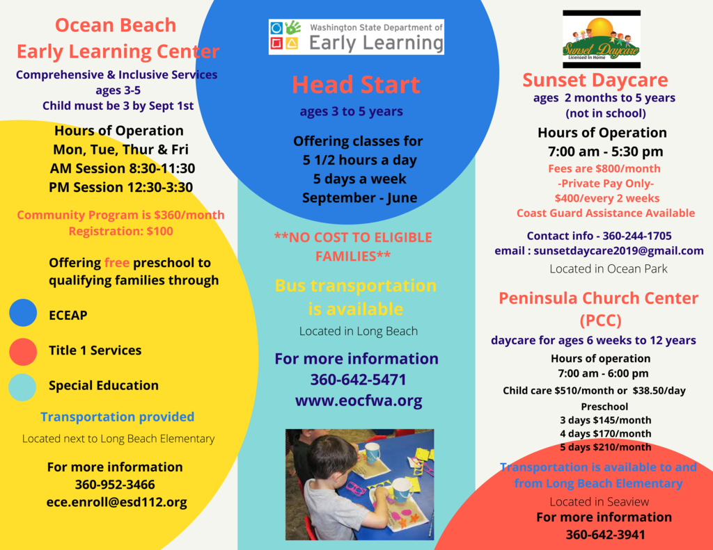 head start, early learning, sunset daycare brochure