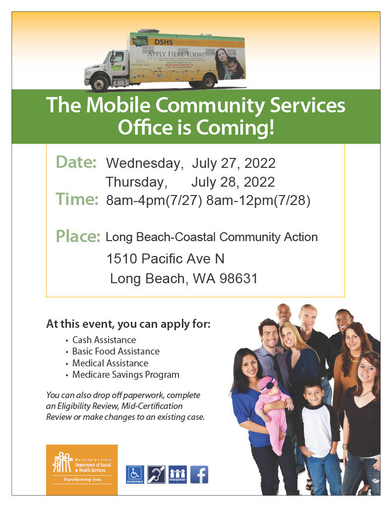 Mobile Community Services from Wednesday July 27 to Thursday July 28, 2022. 