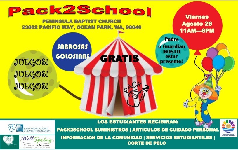 Pack2School Informational English Flyer