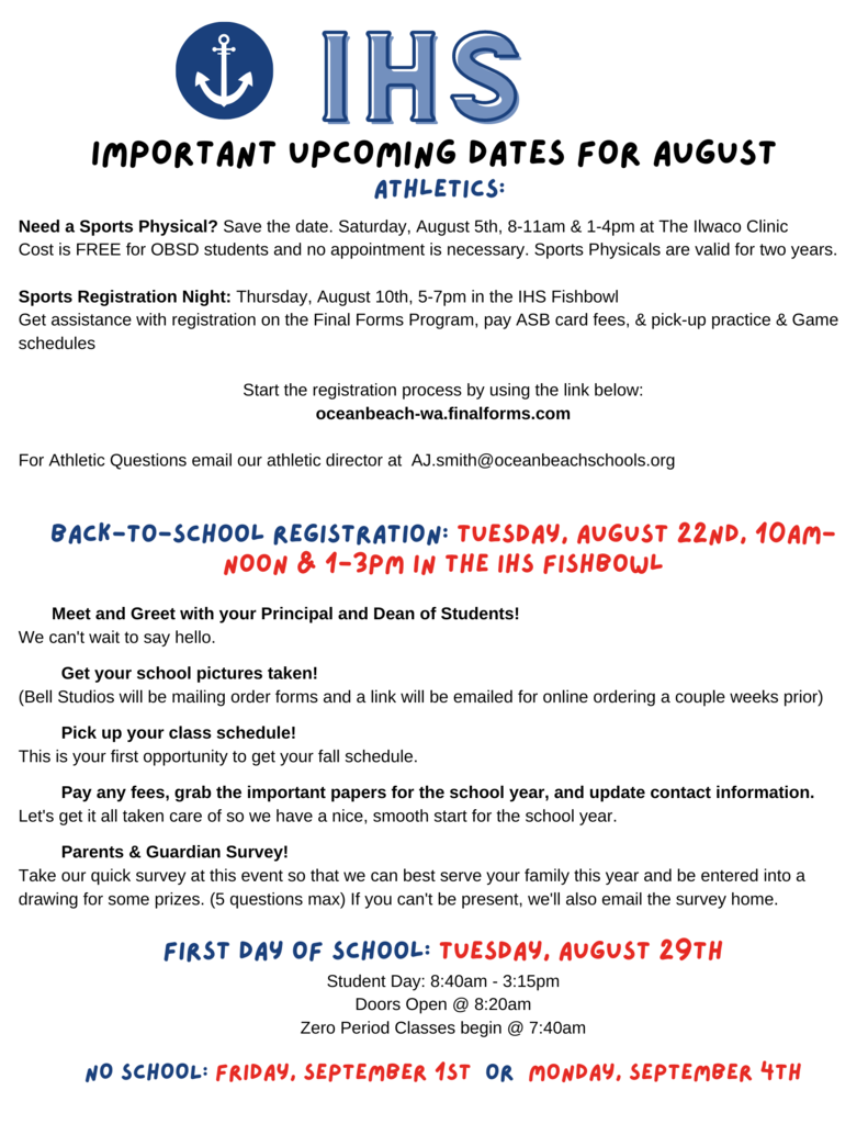 IHS Back-to-School Information